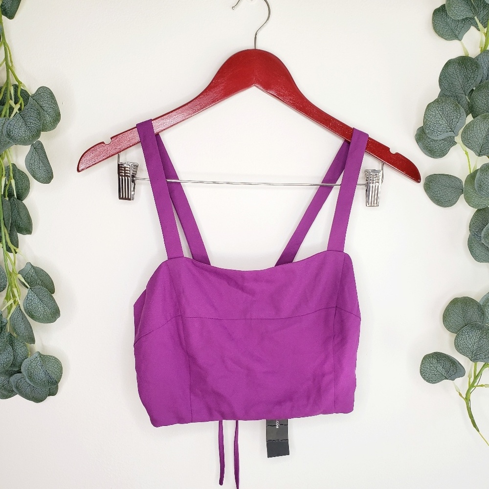 LuLu's Purple Tie Back Crop Top | Large | NWT - Picture 2 of 8